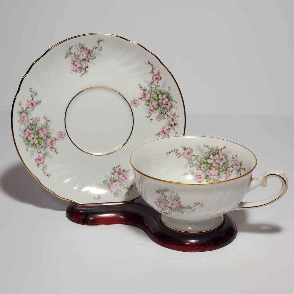 Johann Haviland Teacup and Saucer Bridal Rose Pink Flowers Vintage